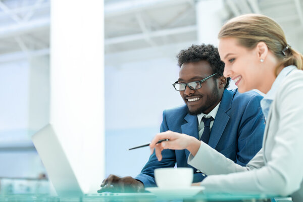 Professional people with laptop — Stock Photo, Image