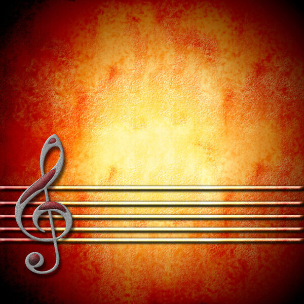 Musical background with treble clef and staff , blank — Stock Photo, Image