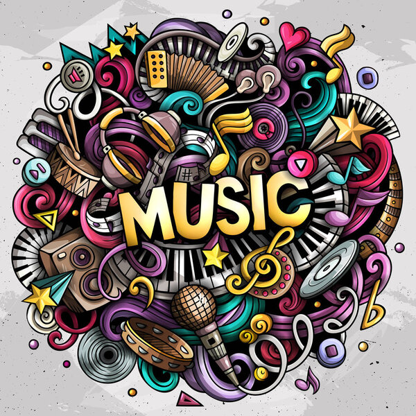 Music Hand Drawn Raster Doodles Illustration Musical Design Sound Elements — Stock Photo, Image