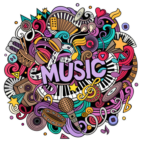 Music Hand Drawn Raster Doodles Illustration Musical Design Sound Elements — Stock Photo, Image